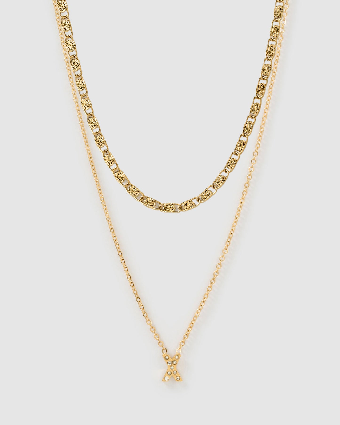 Stone Initial Necklace Stack