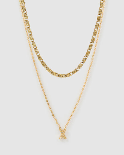 Stone Initial Necklace Stack