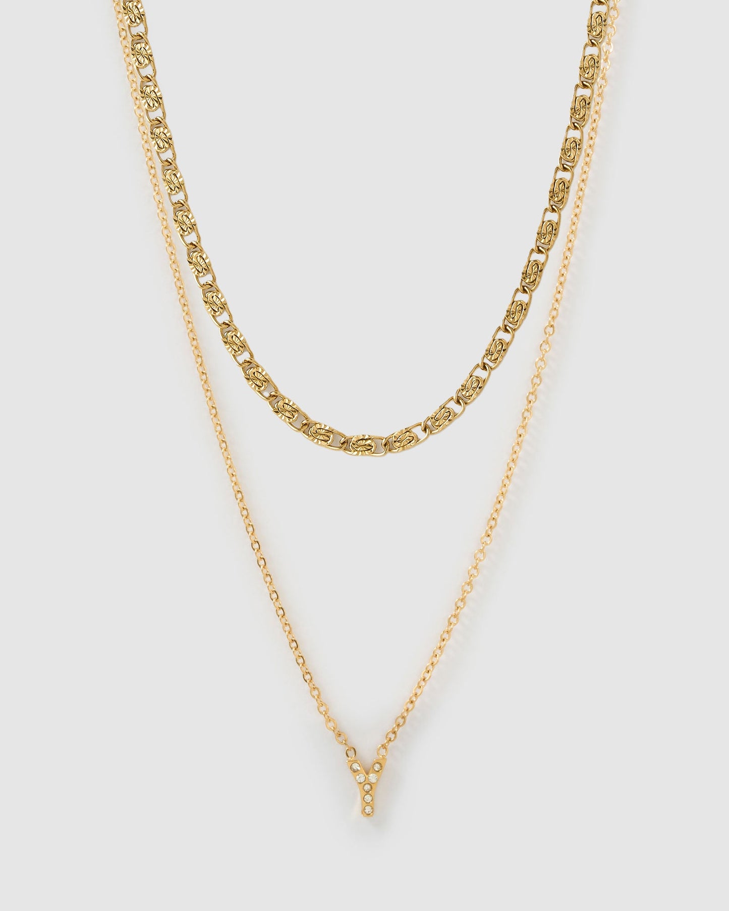 Stone Initial Necklace Stack