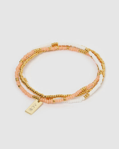 Sunny Bracelet Set - Coral