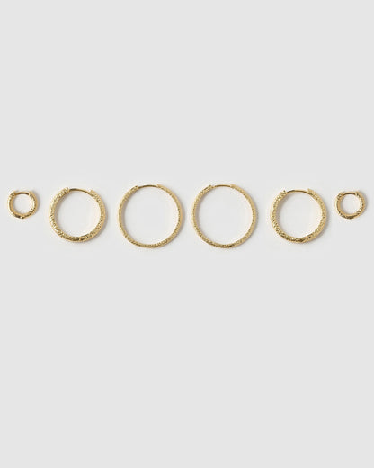 Triple Hoop Earring Stack - Gold