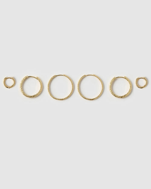 Triple Hoop Earring Stack - Gold
