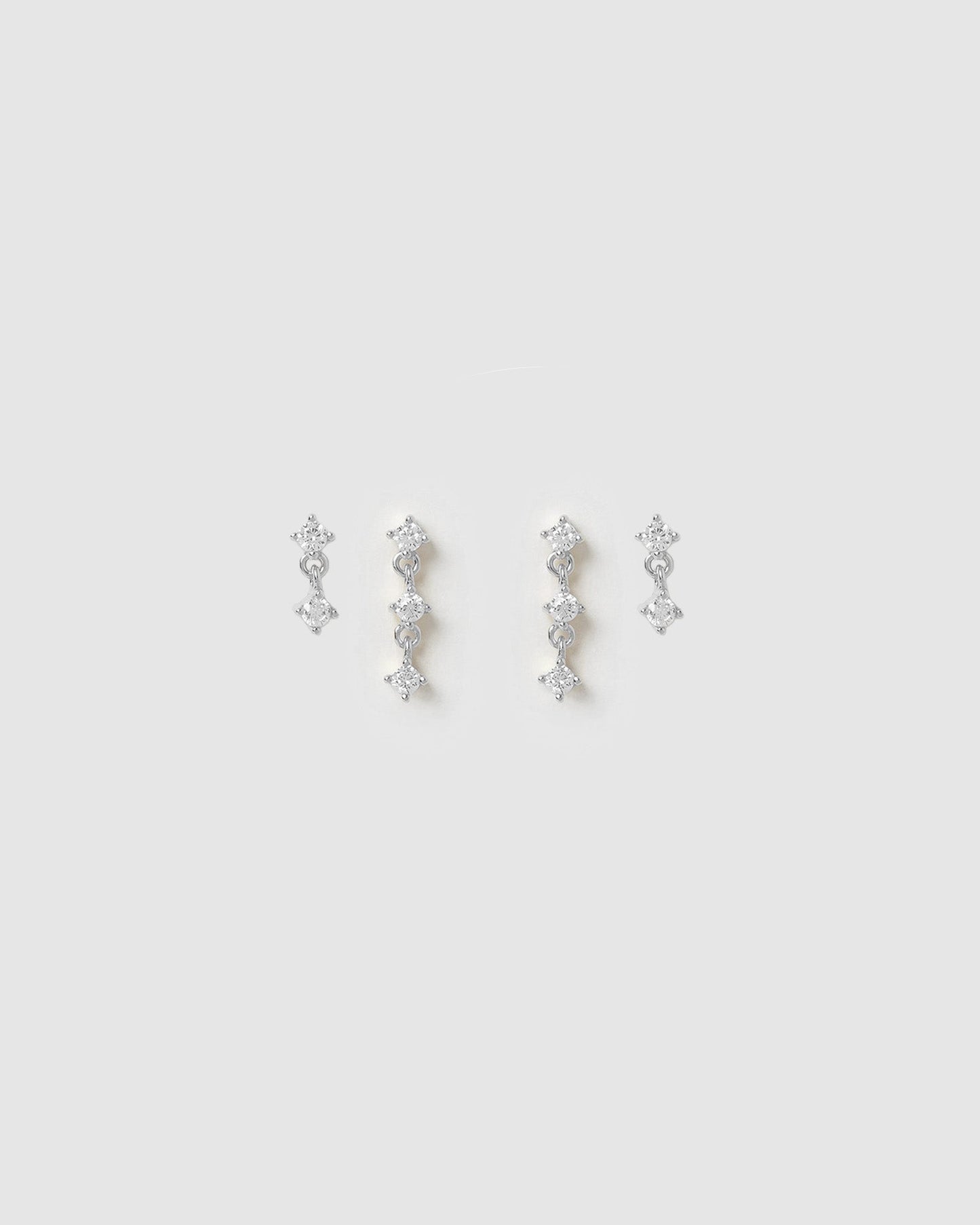 Twin Earring Stack - Silver
