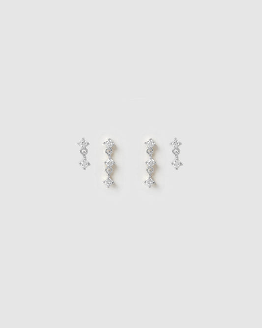 Twin Earring Stack - Silver