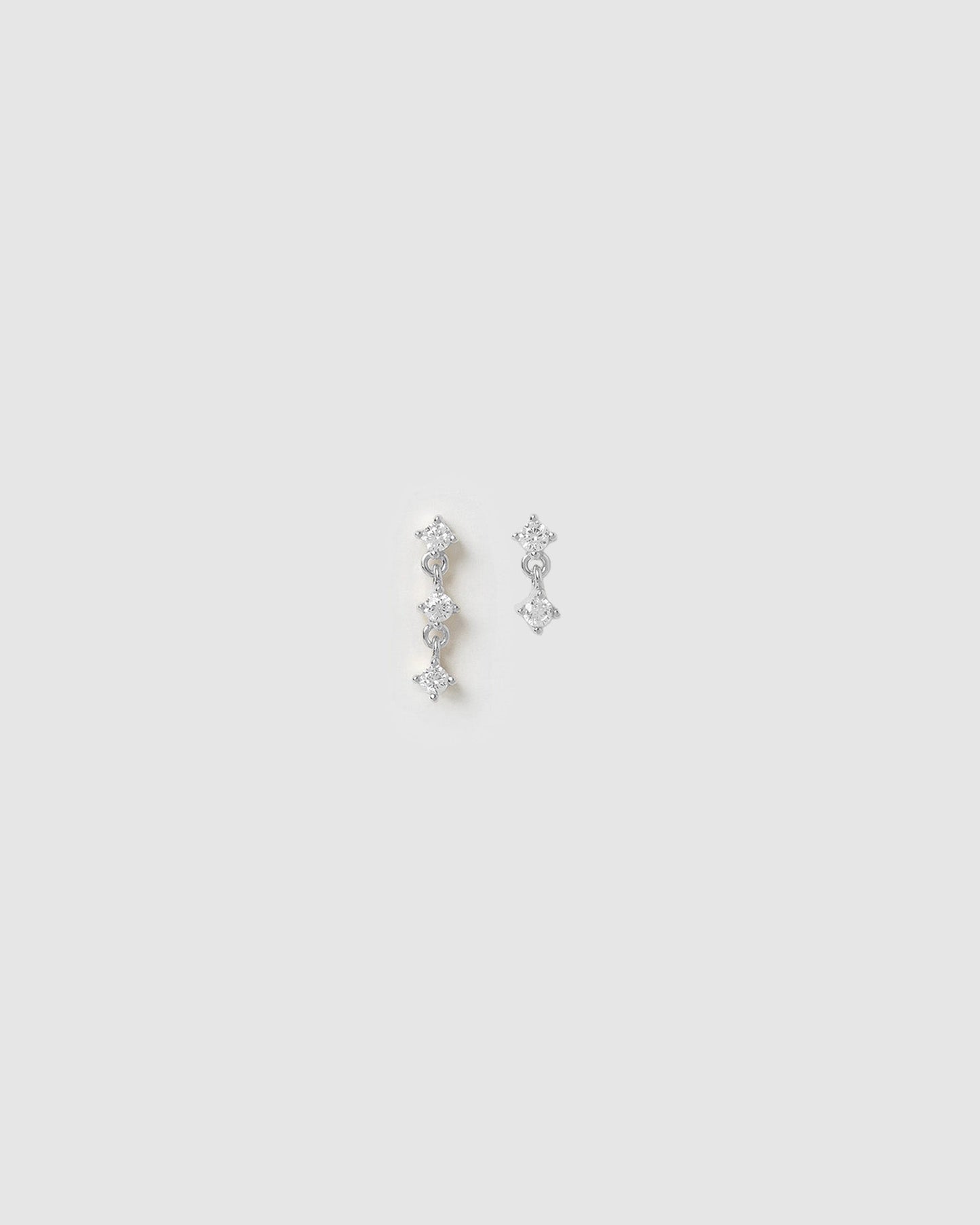 Twin Single Earring Stack - Silver