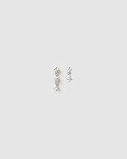 Twin Single Earring Stack - Silver