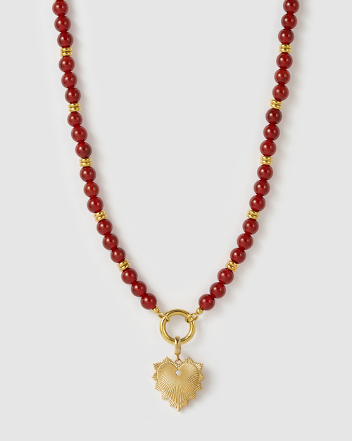 Velvet Charm Necklace - Red Agate