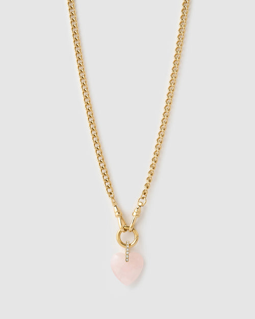 Violet Heart Necklace - Rose Quartz