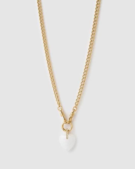 Violet Heart Necklace - White Agate