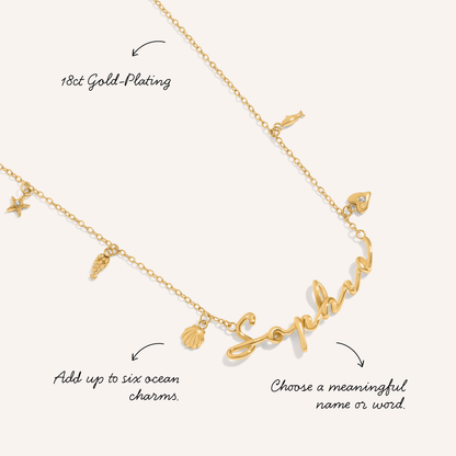Written In The Sand Charm Name Necklace (Gold)