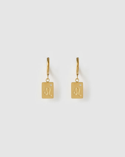 Zodiac Gold Tag Earrings