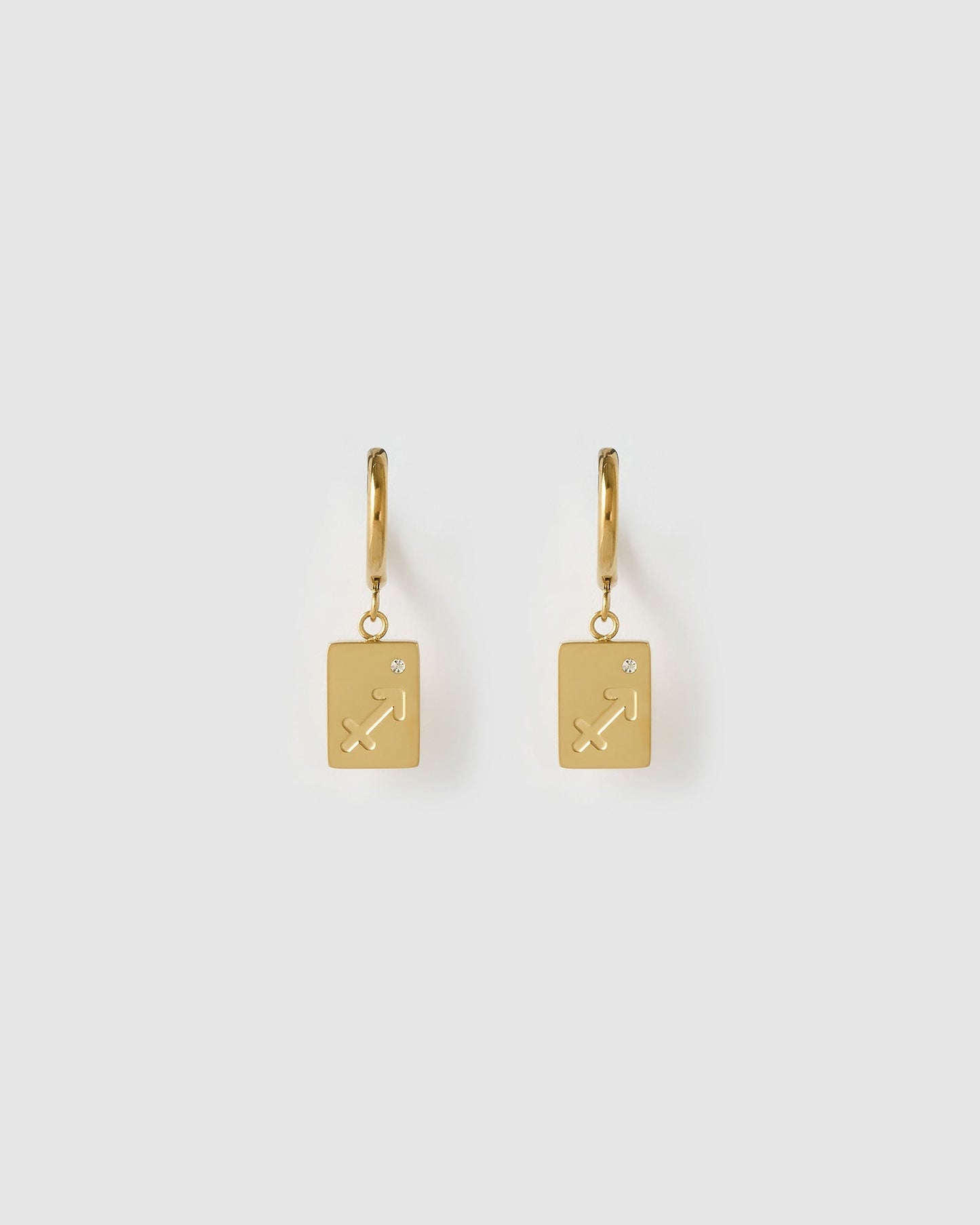 Zodiac Gold Tag Earrings