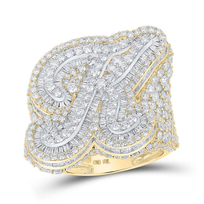 A-Z Initial Cursive Baguette Diamond Ring 10K Yellow Gold
