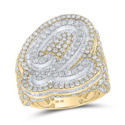 A-Z Initial Cursive Baguette Diamond Ring 10K Yellow Gold