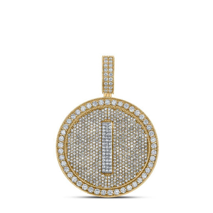 A-Z Letter Initial Diamond Circle Medallion Pendant 10K Yellow Gold