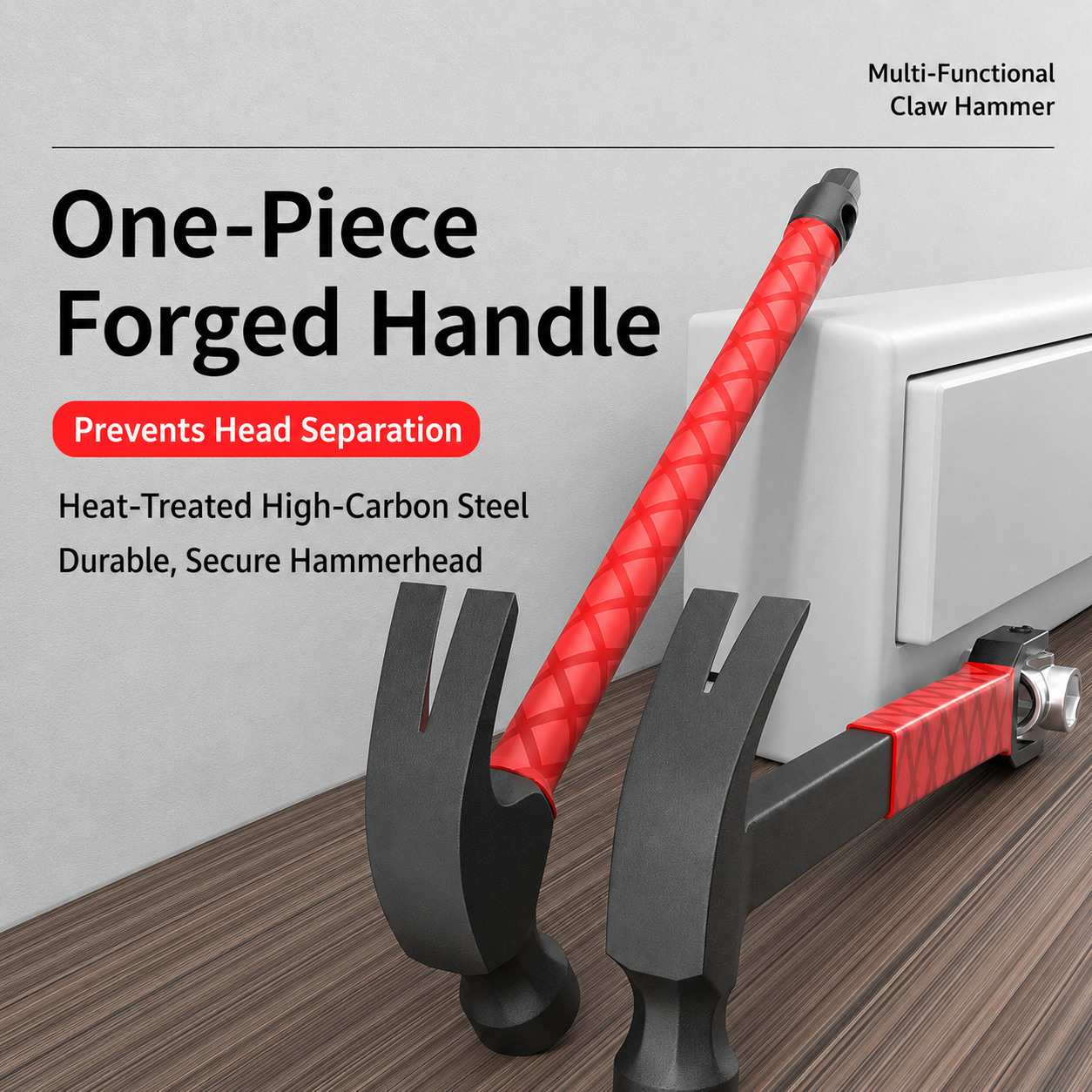 Multi-Functional Claw Hammer with Socket & Adjustable Wrench, One-Piece Forged All-in-One Hand Tool for HVAC Installation & Home Repair