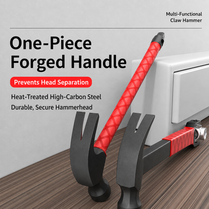 Multi-Functional Claw Hammer with Socket & Adjustable Wrench, One-Piece Forged All-in-One Hand Tool for HVAC Installation & Home Repair