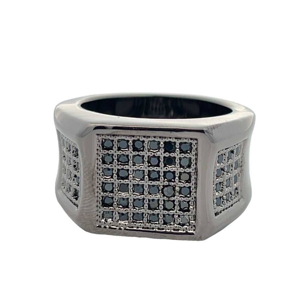 All Black Cube Ice CZ Ring .925 Sterling Silver