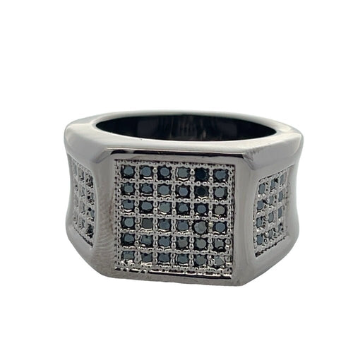 All Black Cube Ice CZ Ring .925 Sterling Silver