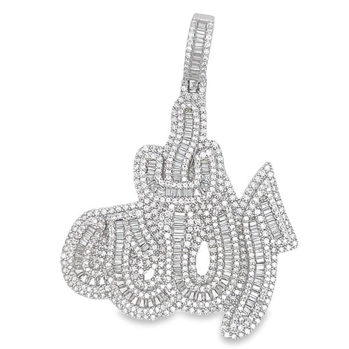 Allah Baguette 4.95cttw VVS Moissanite Pendant .925 Sterling Silver