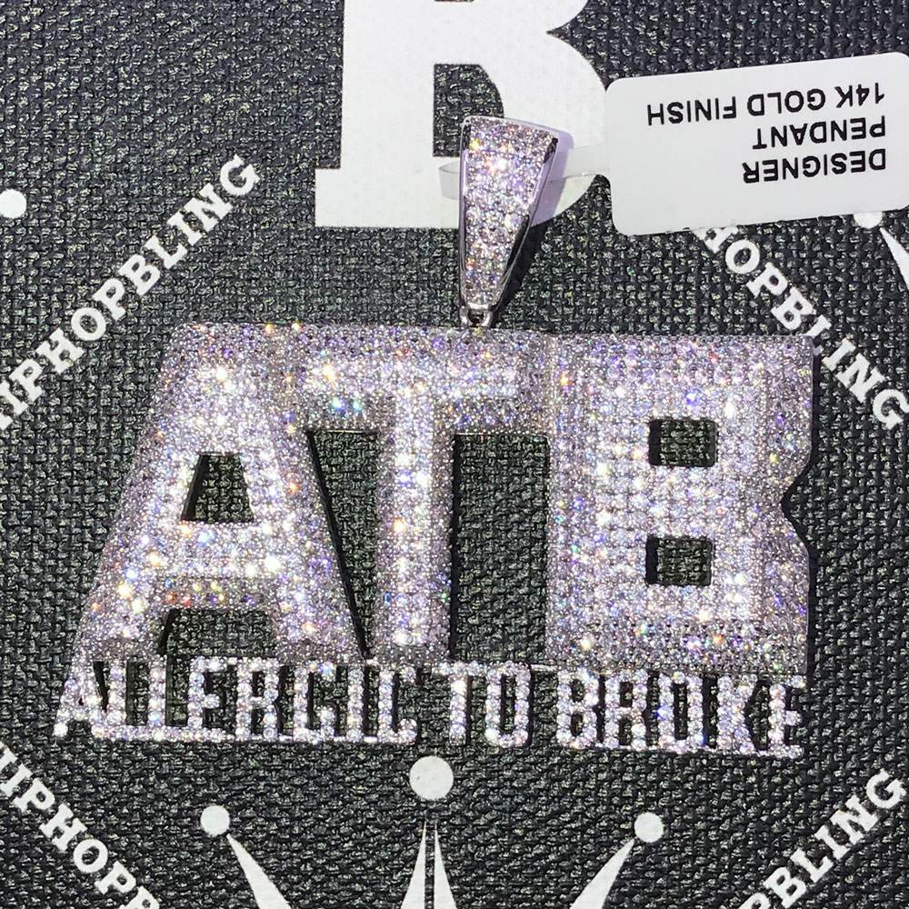 Allergic to Broke ATB CZ Hip Hop Bling Bling Pendant