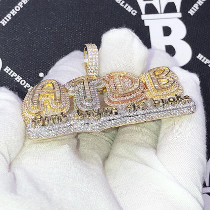 ATDB Aint Tryna Die Broke 3 Tone VVS CZ Iced Out Pendant
