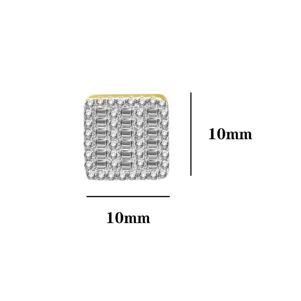 Baguette 3 Row Box CZ Iced Out Earrings .925 Silver