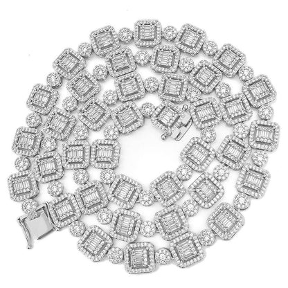 Baguette and Cluster Link CZ Iced Bling Chain