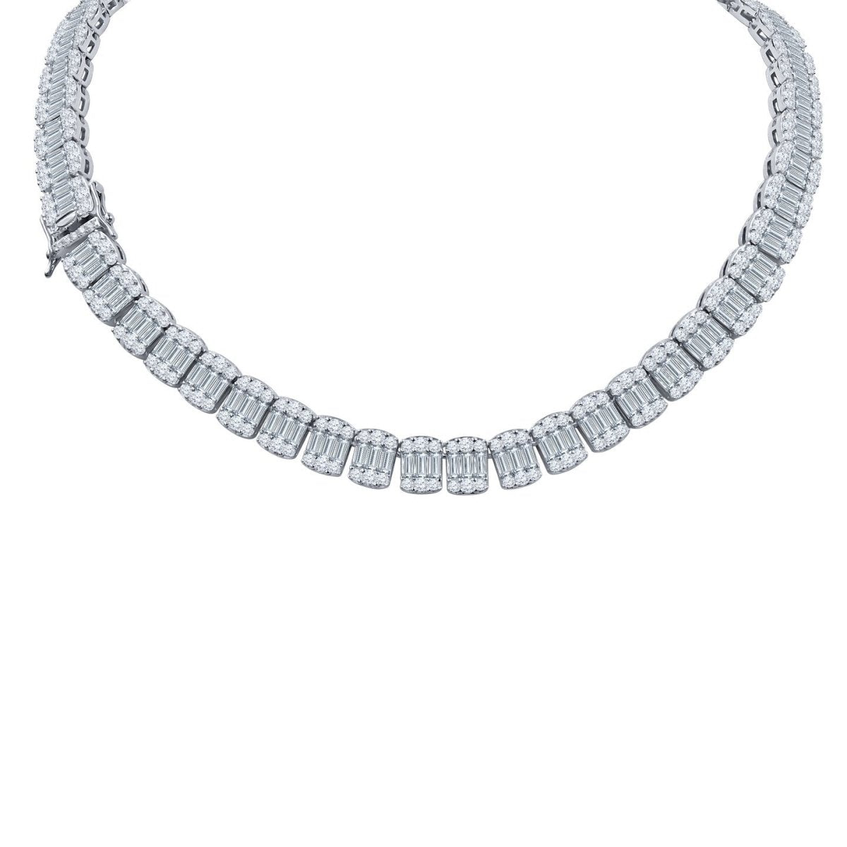 Baguette Center Link CZ Iced out Chain .925 Sterling Silver