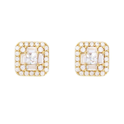 Baguette Cluster CZ Iced Out Earrings .925 Silver