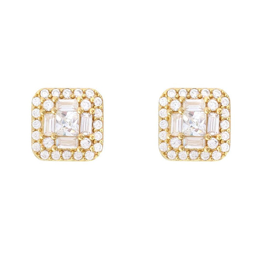 Baguette Cluster CZ Iced Out Earrings .925 Silver