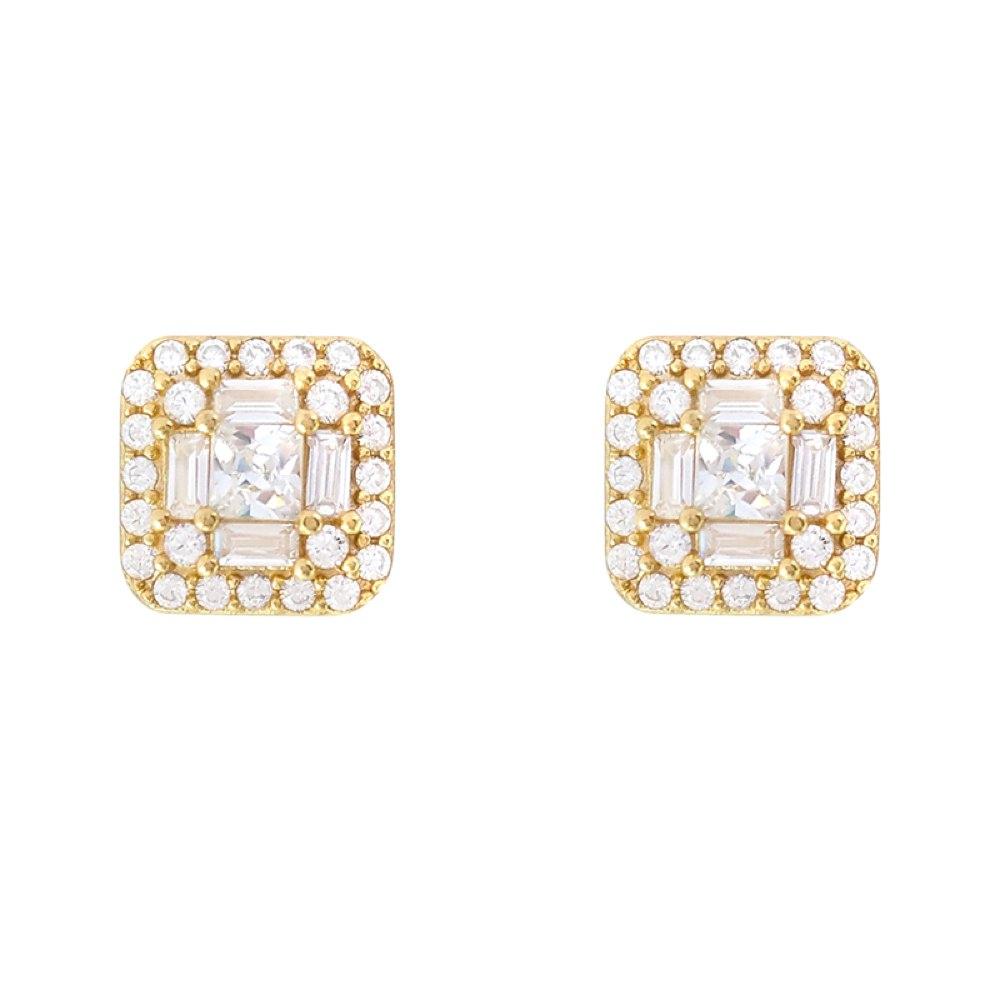 Baguette Cluster VVS Moissanite Earrings .925 Sterling Silver