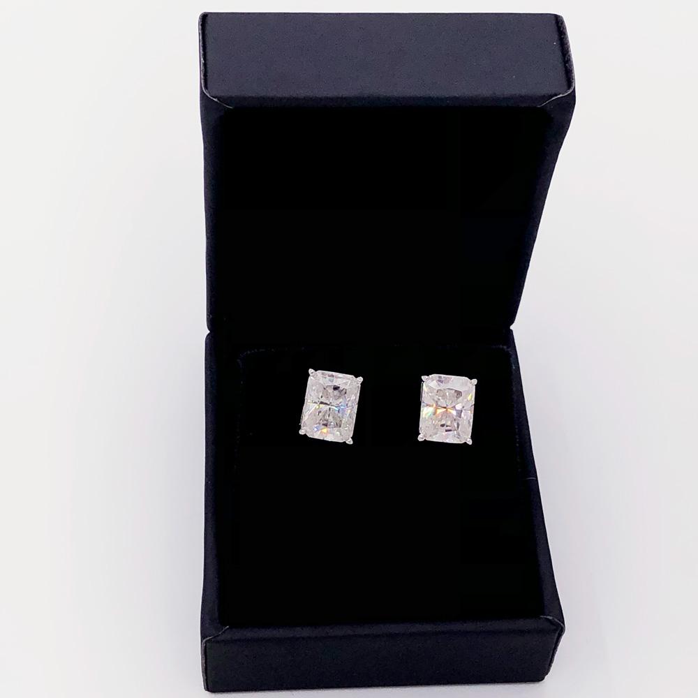 Baguette Cut Moissanite VVS D Stud Earrings .925 Sterling Silver