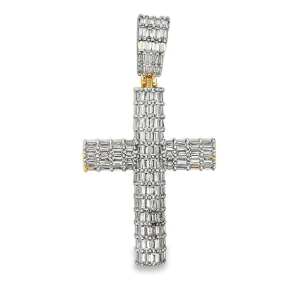 Baguette Cylinder Cross CZ Hip Hop Iced Out Pendant