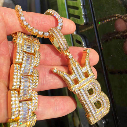 Baguette Hip Hop Bling Logo Pendant