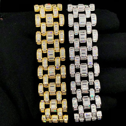 Baguette Jubilee CZ Iced Out Hip Hop Bling Bracelet