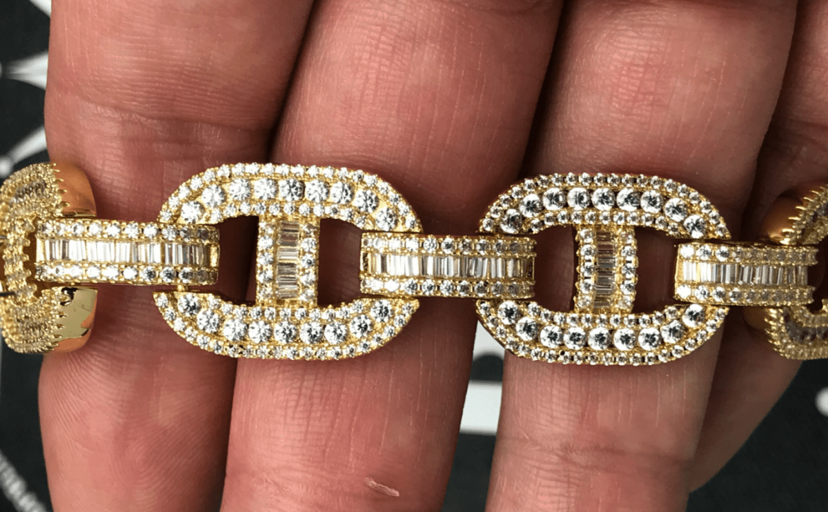 Baguette Mariner CZ Bling Bling Chain White / Yellow Gold