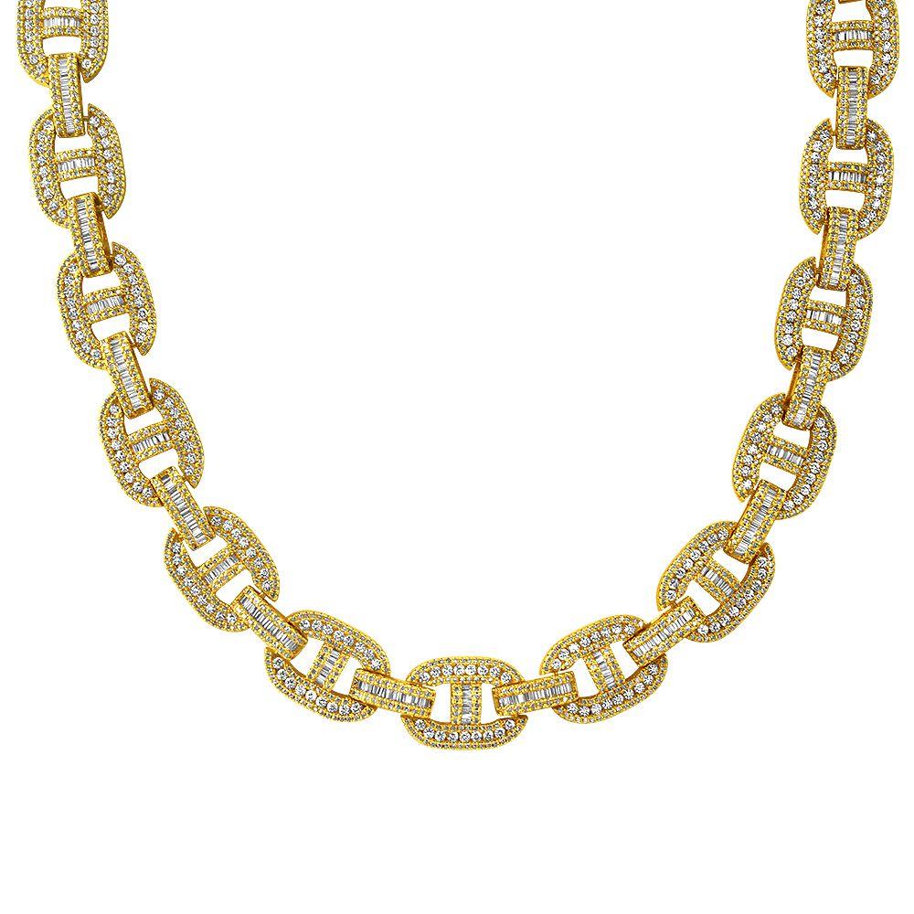 Baguette Mariner CZ Bling Bling Chain White / Yellow Gold