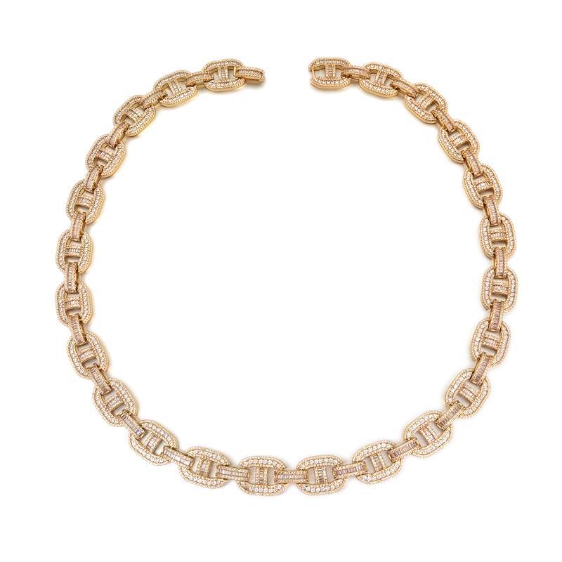 Baguette Mariner CZ Bling Bling Chain White / Yellow Gold