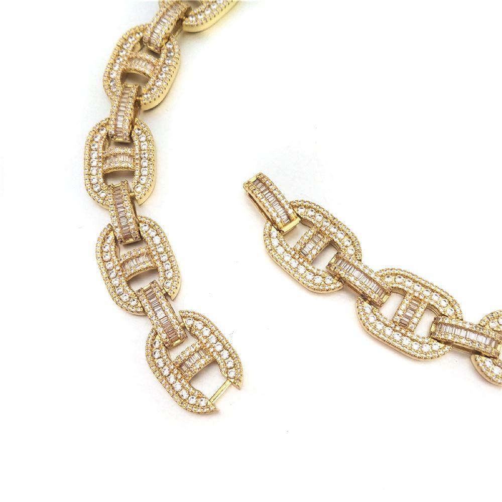Baguette Mariner CZ Bling Bling Chain White / Yellow Gold