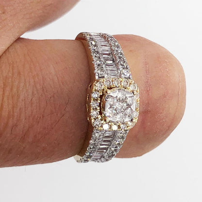 Baguette Solitaire Diamond Ring 1.37cttw 10K Yellow Gold