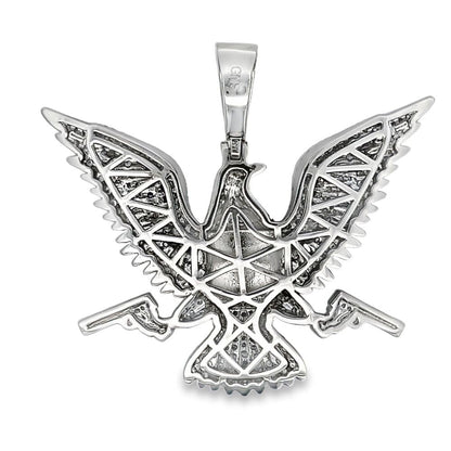 Bald Eagle with Guns CZ Hip Hop Iced Out Pendant