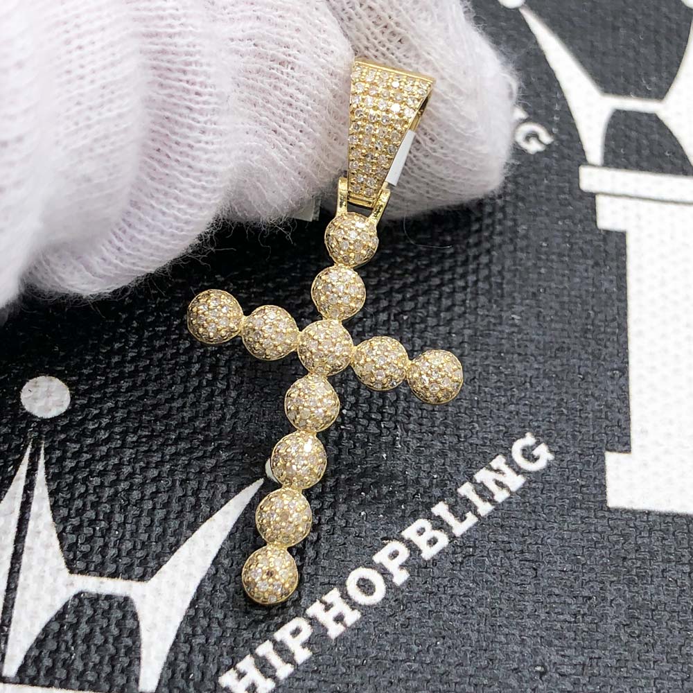Ball Cross Diamond Pendant .53cttw 10K Yellow Gold