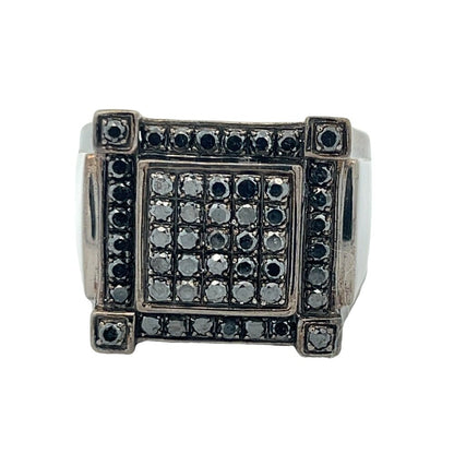 Baller 1.52cttw Black Diamond Ring .925 Sterling Silver