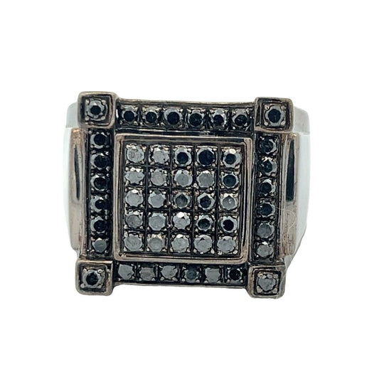 Baller 1.52cttw Black Diamond Ring .925 Sterling Silver