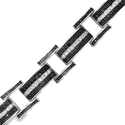 Bar Link Black & White CZ Hip Hop Bracelet