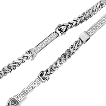 Bars Franco CZ Iced Out Chain Stainless Steel