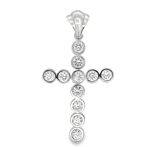 Bezel Set Tennis Cross CZ Iced Out Pendant