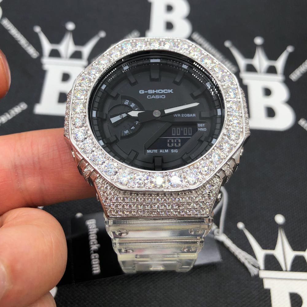 Big Boy Moissanite VVS Iced Out G Shock GA2100 Custom Watch 8.50 Carat