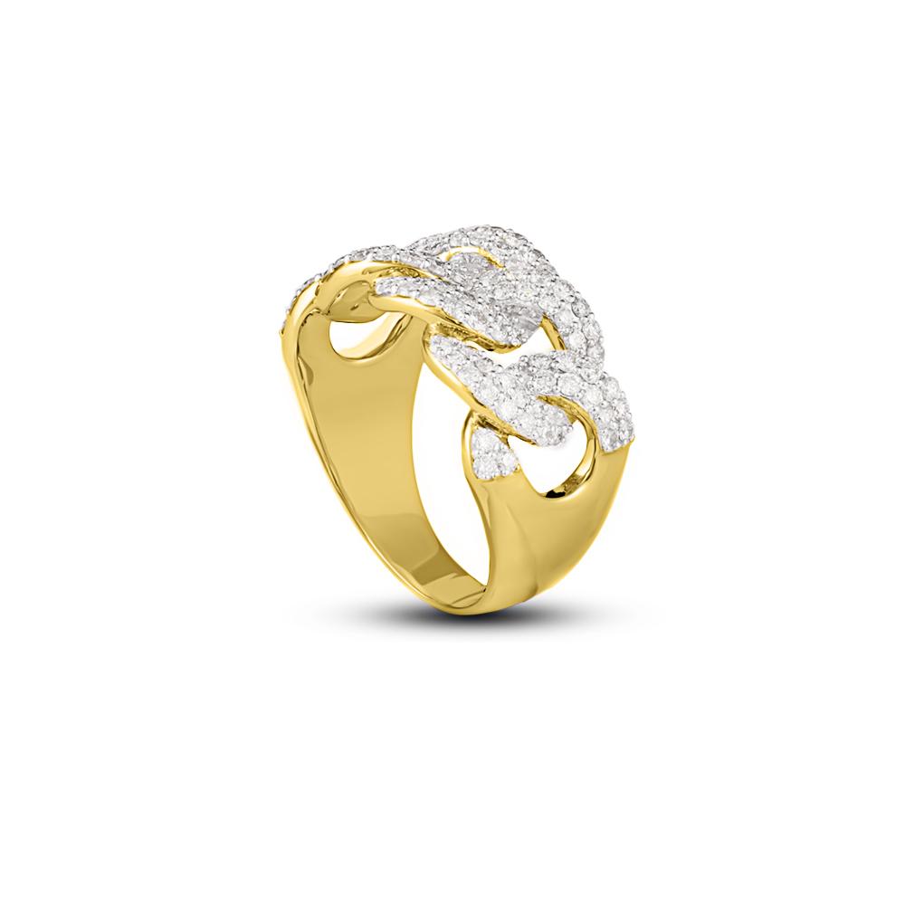 Big Cuban Link Diamond Ring 1.77cttw 10K Yellow Gold